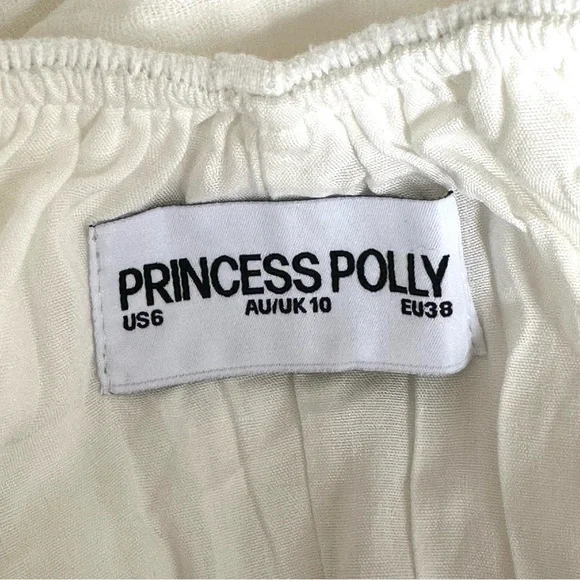 Princess Polly Let's Dance 100% Cotton Puff Sleeve Mini White Dress Size 6 NWOT - Picture 14 of 15